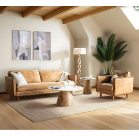 Caldera Light Oak and White Travertine Top Occasional Table Set