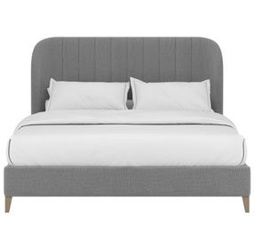 Dante Slate Performance Fabric Queen Upholstered Wide Channel Panel Bed