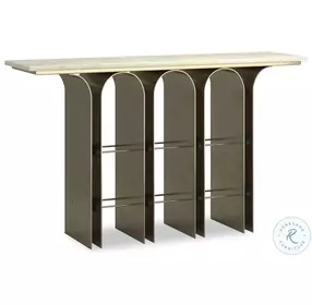 Nexus Brushed Gold And Green Onyx Console Table