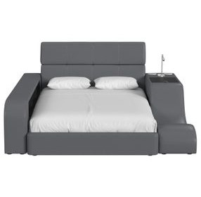 Booker Gray Full Upholstered Transformer Bed with Electronic Features and LED