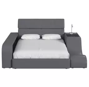 Booker Gray Full Upholstered Transformer Bed with Electronic Features and LED