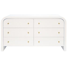 Valentina White Lacquer 6 Drawer Dresser
