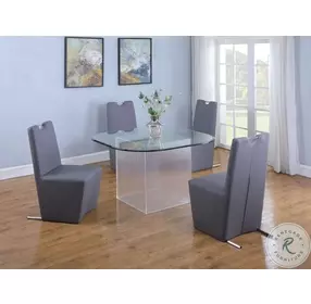 Valerie Clear Glass And Acrylic 48" Surfboard Dining Room Set