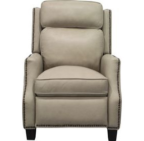Van Buren Shoreham Cream Leather Push Thru The Arms Recliner with Nailhead Trim