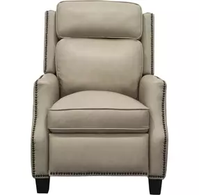 Van Buren Shoreham Cream Leather Push Thru The Arms Recliner with Nailhead Trim