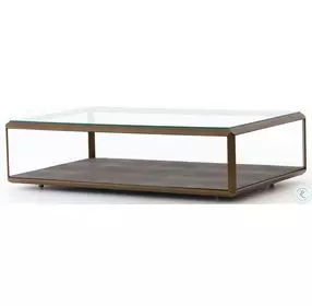 Shagreen Grey And Gold Shadow Box Coffee Table