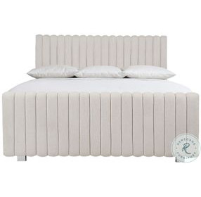 Silhouette Cream Channel California King Upholstered Panel Bed