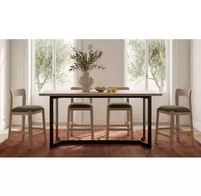 Bent Natural and Black Rectangular Counter Height Dining Room Set