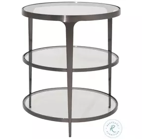 Vienna Gunmetal Three Tier Glass Top Round End Table