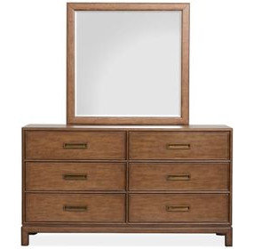 Ridgefield Russet 6 Drawer Dresser with Square Mirror