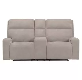 Traxton Jasper Taupe 79" Zero Gravity Triple Power Reclining Loveseat with Tilt Console and USB Charging