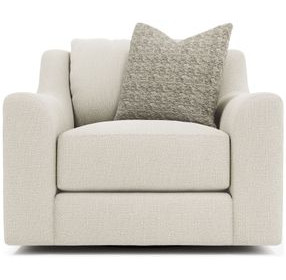 Gabi Beige Upholstered Swivel Chair with Pillow