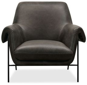 Ambroise Gray Leather Club Chair