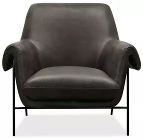Ambroise Gray Leather Upholstered Club Chair