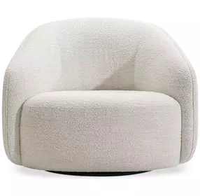 Devon White Upholstered Swivel Accent Chair