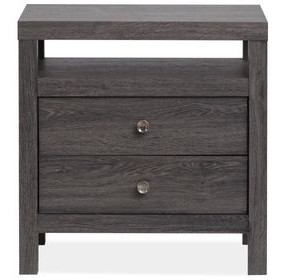 Merrifield Raisin Black 2 Drawer Nightstand with USB Charging