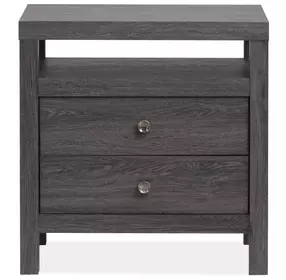 Meadowrise Raisin Black 2 Drawer Nightstand with USB Charging