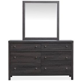 Merrifield Raisin Black 6 Drawer Dresser with Rectangular Mirror