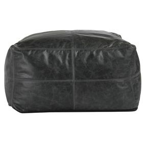Poufs Leather Dexter Onyx Leather Square Accent Pouf