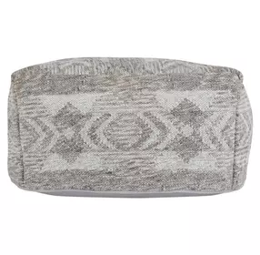 Performance Caravan Gray and Cream Square Outdoor Pouf