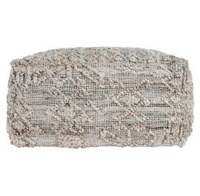 Performance Tundra Gray and Beige Square Outdoor Pouf