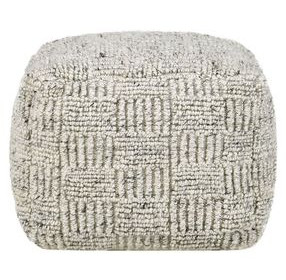Shades Performance Vico Ivory and Gray Square Outdoor Pouf