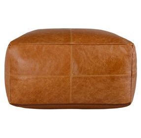 Poufs Leather Dumont Chestnut Leather Square Accent Pouf