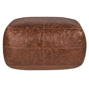 Poufs Leather Kona Brown Leather Square Accent Pouf