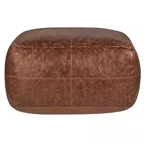 Poufs Leather Kona Brown Leather Square Accent Pouf