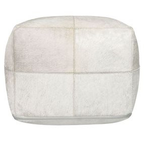 Poufs Hide Canada Ivory Leather Square Accent Pouf