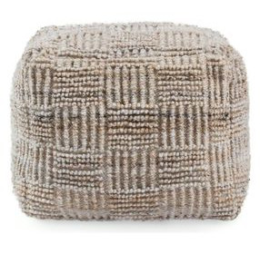 Shades Performance Vico Caramel and Beige Square Outdoor Pouf