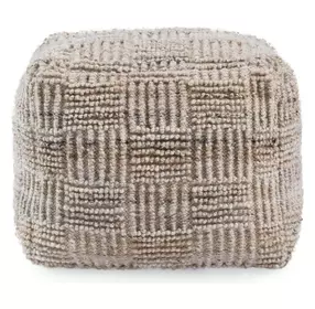 Shades Performance Vico Caramel and Beige Square Outdoor Pouf