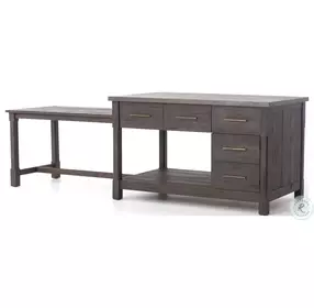 Ian Rubbed Black Oak Extendable Kitchen Island