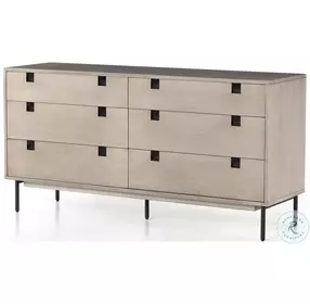 Carly Grey Wash And Antique Bronze 6 Drawer Dresser