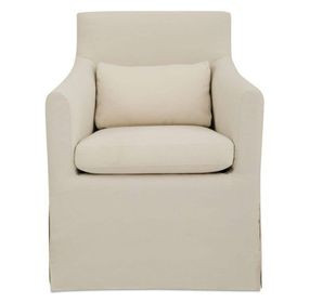 Lydia Cream Performance Fabric Upholstered Outdoor Slipcover Dining Chair with Pillow