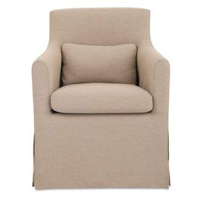 Lydia Light Brown Performance Fabric Upholstered Outdoor Slipcover Dining Chair