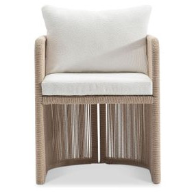 Trellis White Upholstered Outdoor Arm Chair