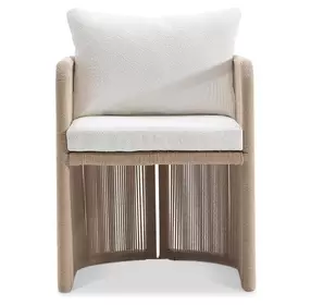 Trellis White Upholstered Outdoor Arm Chair