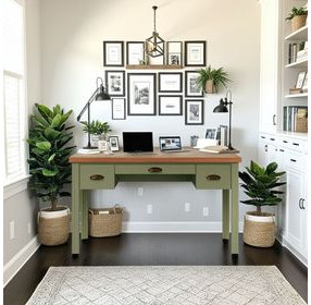 Vineyard Sage Green And Fruitwood Writing Home Office Set