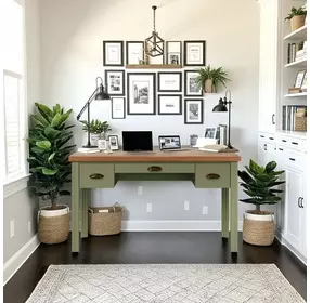 Vineyard Sage Green And Fruitwood Writing Home Office Set