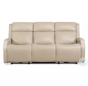 Nelson Salvo Beige Leather Zero Gravity Power Sofa with Power Headrests And Lumbar