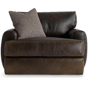 Cameron Brown Leather Upholstered Swivel Chair