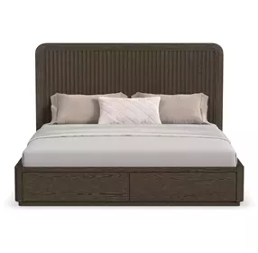Athens Chocolate Brown King Storage Panel Bed