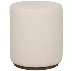 Lyra Cream Upholstered Round Pouf Ottoman