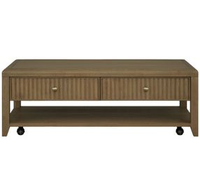Reed Driftwood Oak Rectangular Coffee Table with Casters