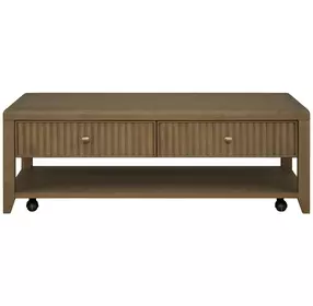 Reed Driftwood Oak Rectangular Coffee Table with Casters