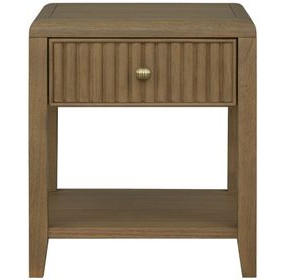 Reed Driftwood Oak Square Chairside Table