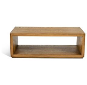 Waterfall Light Oak Rectangular Coffee Table with Casters