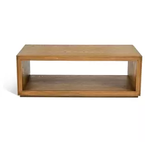 Waterfall Light Oak Rectangular Coffee Table with Casters