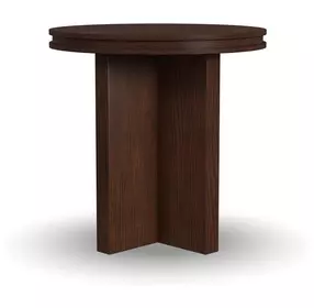 Waterfall Walnut Brown Round End Table